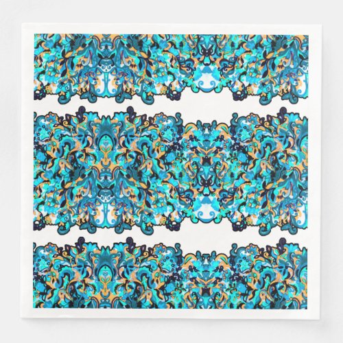 Malachite Turquoise Marine Seashell Pattern Paper Dinner Napkins