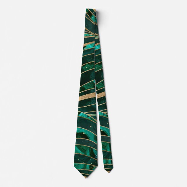 Malachite Wavy Pattern Neck Tie (Front)