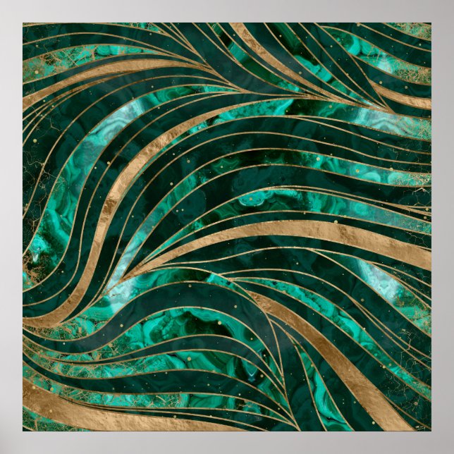 Malachite Wavy Pattern Poster (Front)