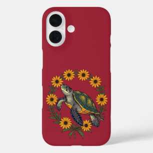 Malaclemys Terrapin And Black Eyed Susan Flowers iPhone 16 Case