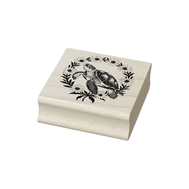 Malaclemys Terrapin And Black Eyed Susan Flowers Rubber Stamp (Stamp)