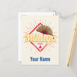 Malaga Andalusia Spain Retro Flamenco Vintage Holiday Postcard