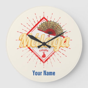 Malaga Andalusia Spain Retro Flamenco Vintage Large Clock