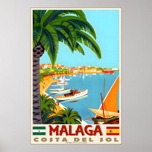 Malaga Costa Del Sol Mediterranean Spain Beach Poster (Front)