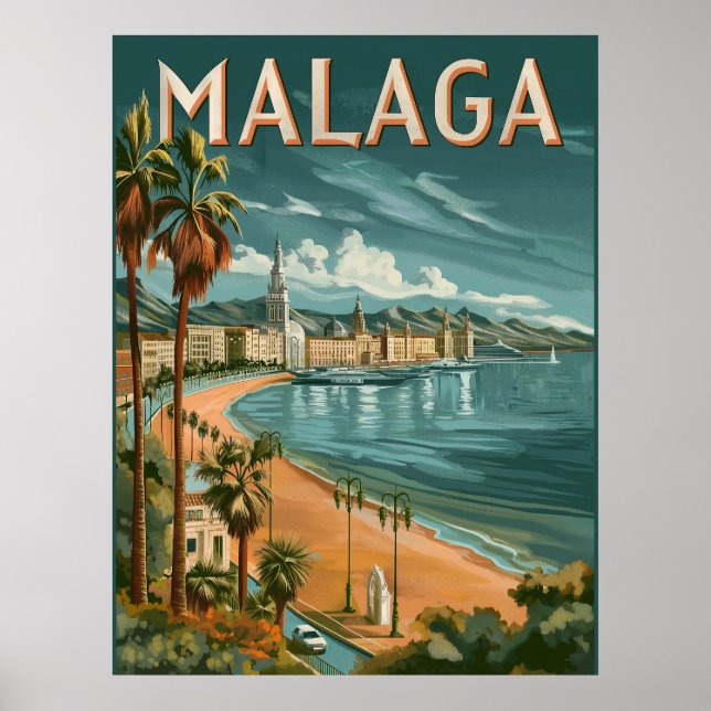 Malaga in Retro Charm - Vintage Travel Poster (Front)