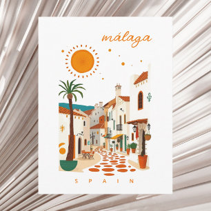 Malaga Málaga Spain white town vacation Postcard