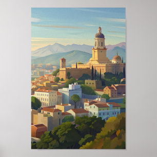 Malaga Spain Cityscape travel Poster