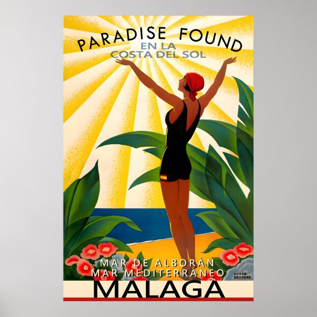 Malaga Spain Costa Del Sol Mediterranean Beach Poster (Front)