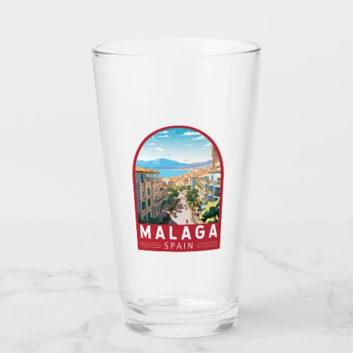 Malaga Spain Travel Art Vintage Glass
