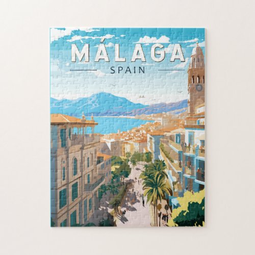 Malaga Spain Travel Art Vintage Jigsaw Puzzle