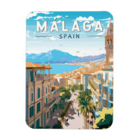 Malaga Spain Travel Art Vintage