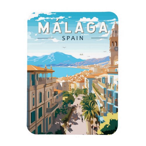 Malaga Spain Travel Art Vintage Magnet