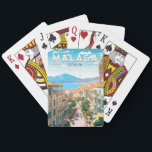 Malaga Spain Travel Art Vintage Poker Cards<br><div class="desc">Málaga retro vector travel design. Nestled along the sun-kissed shores of southern Spain,  Malaga beckons travelers with its captivating blend of rich history,  vibrant culture,  and breathtaking natural beauty.</div>
