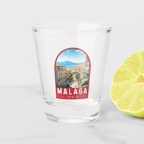 Malaga Spain Travel Art Vintage Shot Glass