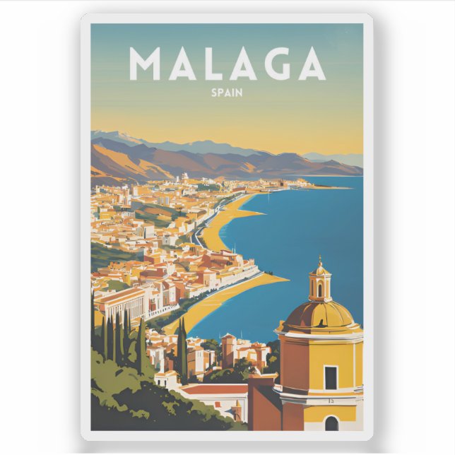 Malaga Spain Vintage Sticker (Front)