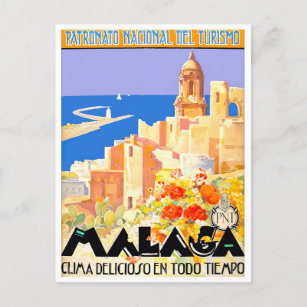 Illustration artistiques, MALAGA Vintage Travel Poster