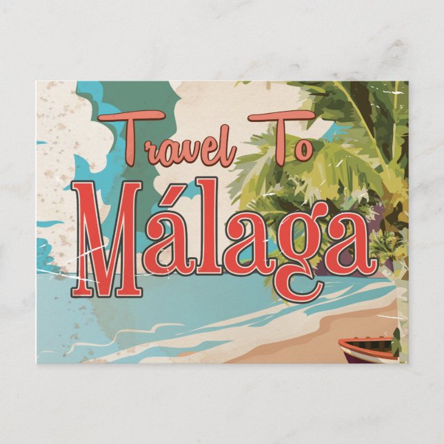 Málaga,Spain Vintage vacation Poster Postcard (Front)