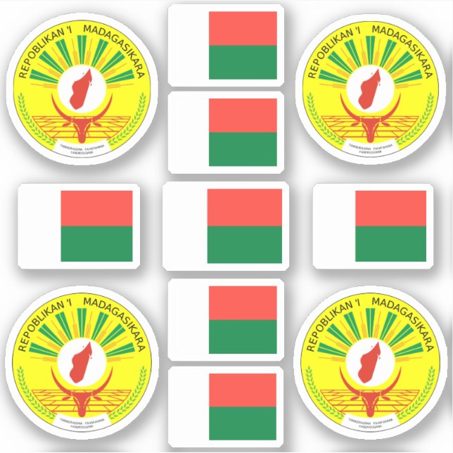 Malagasy national symbols /Coat of arms and flag Sticker (Front)