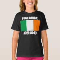 Malahide, Ireland with Irish flag