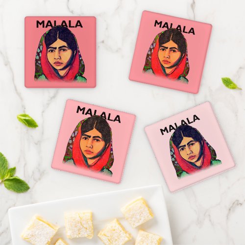Malala Yousafzai Inspirational Feminist Art Coaster Set