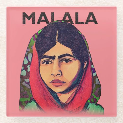 Malala Yousafzai Inspirational Feminist Art Glass Coaster