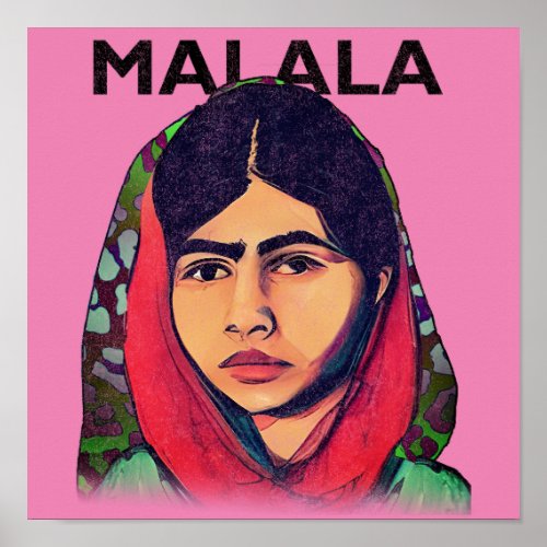 Malala Yousafzai Inspirational Feminist Art Poster