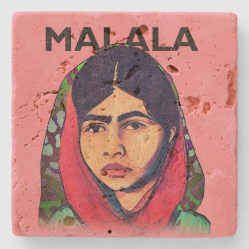 Malala Yousafzai Inspirational Feminist Art Stone Coaster