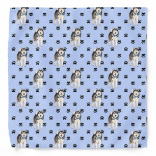 Malamute Dog Paw Prints Pattern Bandana