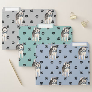Malamute Dog Paw Prints Pattern File Folder