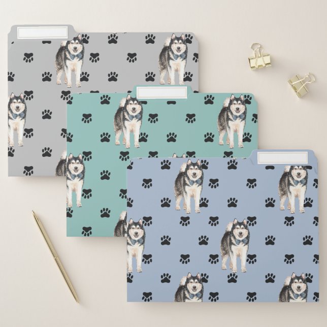 Malamute Dog Paw Prints Pattern File Folder (Set)