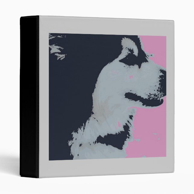 Malamute Dog Pop Art 3 Ring Binder (Front/Spine)
