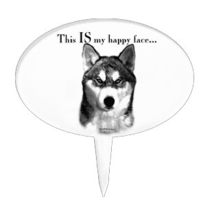 Malamute Happy Face Cake Topper