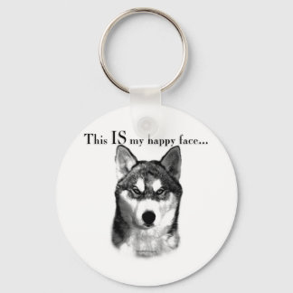 Malamute Happy Face Keychain