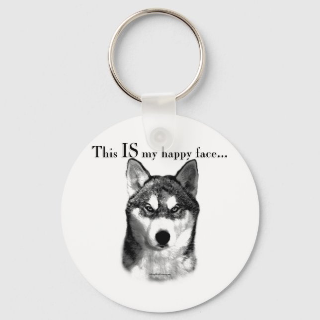 Malamute Happy Face Keychain (Front)
