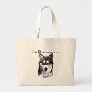 Malamute Happy Face Large Tote Bag