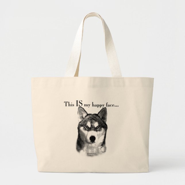 Malamute Happy Face Large Tote Bag (Front)