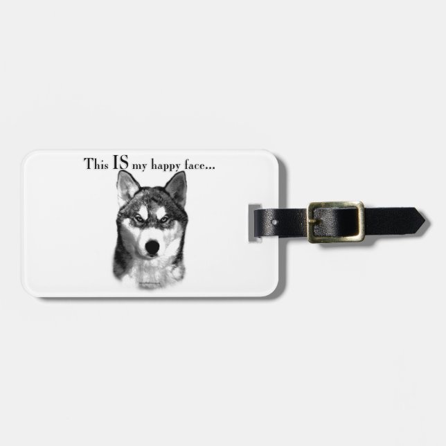 Malamute Happy Face Luggage Tag (Front Horizontal)