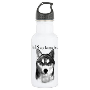 Malamute Happy Face Stainless Steel Water Bottle