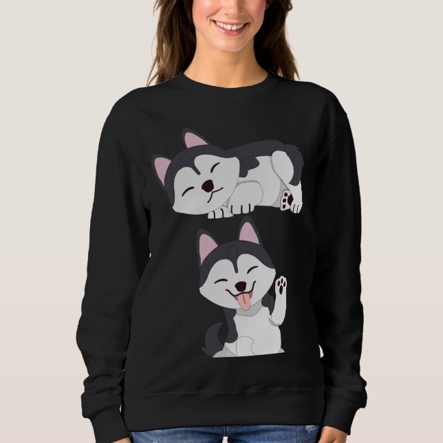Malamute Husky Playing Sweatshirt (Front)