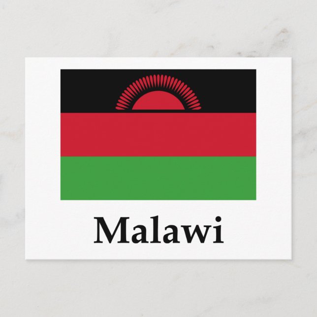 Malawi Flag And Name Postcard (Front)