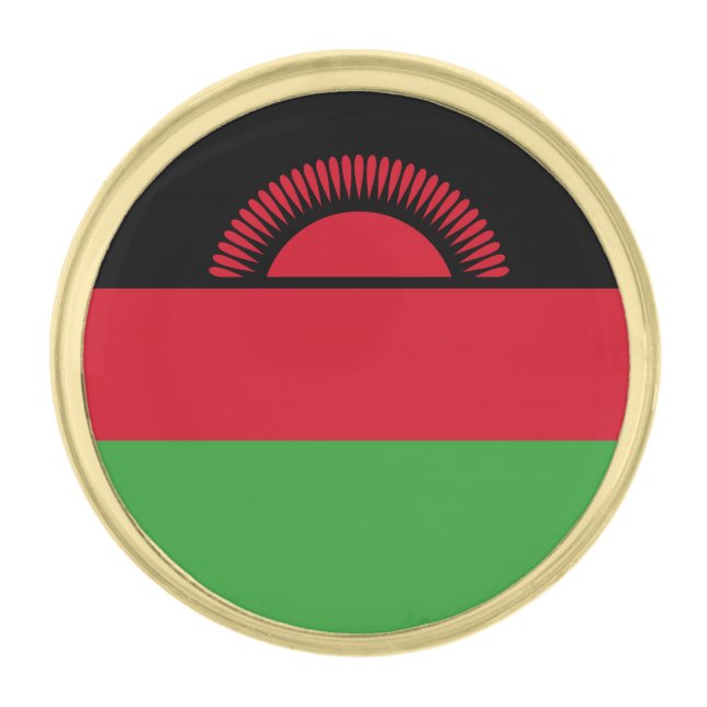 Malawi Flag Gold Finish Lapel Pin (Front)
