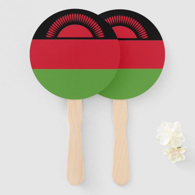 Malawi flag hand fan (Front and Back)