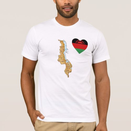 Malawi Flag Heart and Map T_Shirt