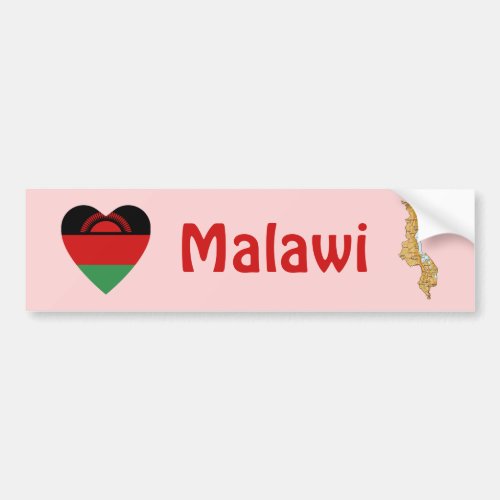Malawi Flag Heart  Map Bumper Sticker