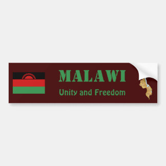 Malawi Flag + Map Bumper Sticker