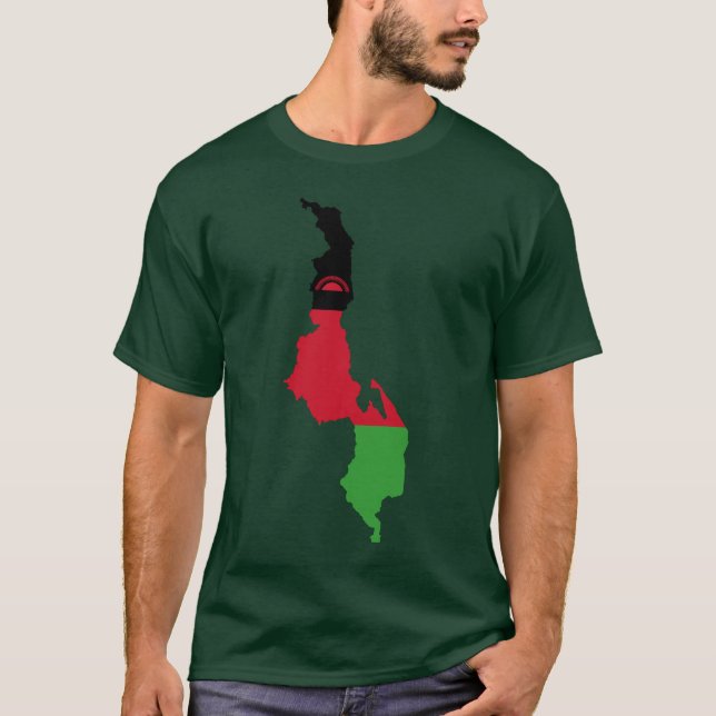Malawi Flag Map T-Shirt (Front)