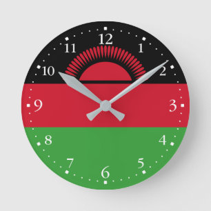 Malawi Flag Round Clock