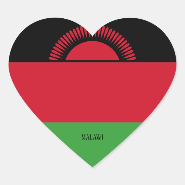 Malawi Flag Splendid Patriotic Heart Sticker (Front)