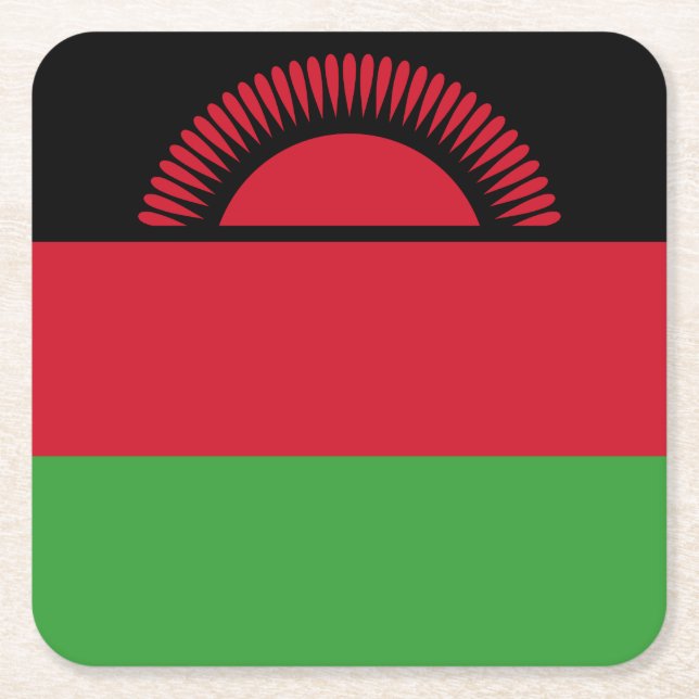 Malawi Flag Square Paper Coaster (Front)