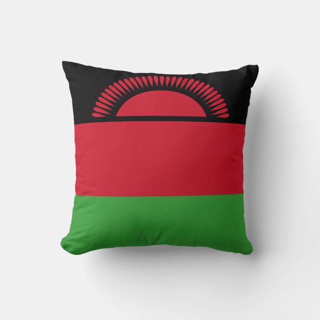 Malawi Flag Throw Pillow (Front)